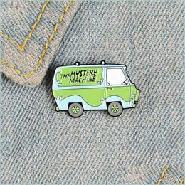 Pins Brooches Magical Green Car Enamel Pins The Mystery Hine Badges Brooches For Women Backpack Bag Pin Cartoon Cute Jewelry Gifts Dhymk