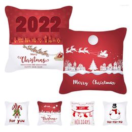 Christmas Decorations 2022 Nordic Style Pillowcase Cartoon Santa Claus Cushion Cover Sofa Peach Skin Year Home Decorative