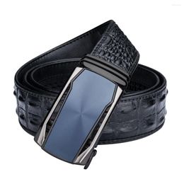 Belts Fashion Men Belt High Quality Genuine Leather Automatic Buckle Business Crocodile Pattern Trousers DiBanGu