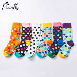 Men's Socks PEONFLY Harajuku Colorful Dot Printed Men Women Casual Geometry Short Funny Female Combed Cotton Calcetines T221011