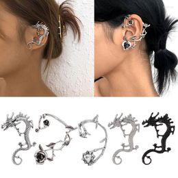 Backs Earrings Metal Dragon Rose Snake Ear Cuff Clip Earring Retro Animal Non-Piercing Fashion Jewelry For Women Girl Gift Dropship
