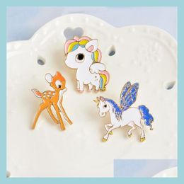 Pins Brooches Customised Deer Pony Horse Enamel Pin Brooches Men Women Badge Charms Colorf Custom Jewellery Accessories Coat Shirt Ha Dhz0T