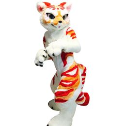 Professional Long Fur Husky Dog Fox Mascot Costume Fursuit Halloween Furry Suit Party Cartoon Outfits