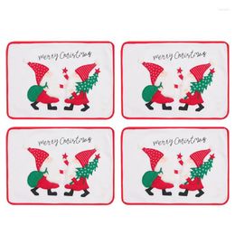 Table Mats Christmas Mat Set Of 4 With Santa Claus Printed Merry Dinner Xmas Place Kitchen