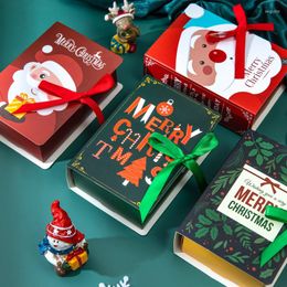 Gift Wrap 5Pcs Christmas Boxs Bag Creative Book Design Candy Box Merry Decorations For Year Presents Packing
