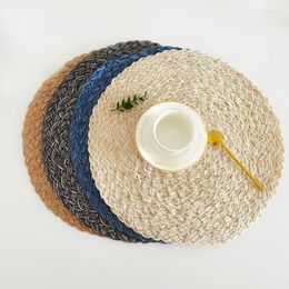 Table Mats Woven Placemats Round Wicker Farmhouse Holiday Indoor Outdoor Heat Resistant Set Of 4