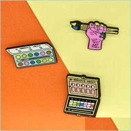 Pins Brooches Paint Brush Box Brooch Palette Pigment Enamel Cartoon Children Pin Child Interest Cowboy Bag Jewelry Accessories 2Kl Dhezc