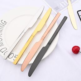 Dinnerware Sets 6Pcs Stainless Steel Gold Steak Knife Tableware Set Kitchen Table Dinner Knives Restaurant Black Cutlery Flatware