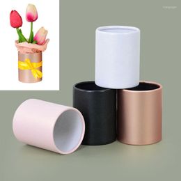 Gift Wrap 4Pcs Rose Gold Mini Flower Boxes Paperboard Round Pot Home Decor Packaging DIY Storage Box Wedding Table Decoration