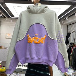 Thick hooded sweatshirt Patchwork Men Women Oversized Autumn Sweatshirts Hoodie Pullover Real Pics