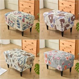 Chair Covers Rectangle Footstool Cover Nordic Fabric Footrest Beautiful Elastic Furniture Protector For Living Room Bedroom