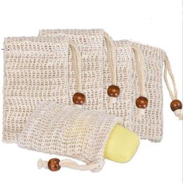 Soap Exfoliating Bags Natural Ramie Soap Bag Mesh with Drawstring for Foaming and Drying the Soap GCB16230