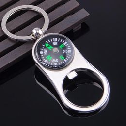 Outdoor Compass Bottle Opener with Metal Key Ring Chain Keyring Keychain Metal Wine Beer Bottle Openers Bar Tool as Gifts RRE14909
