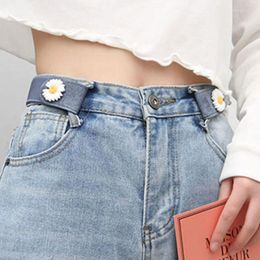 Belts Buckle Free Blue Waist Belt No Elastic Pants Jeans For Women Men Daisy Lazy Decorative Invisible WaistbandBelts