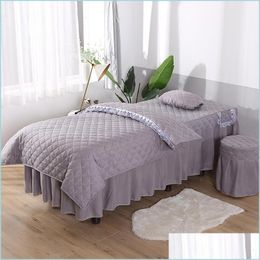 Bedding Sets Bedding Sets 4Pcs Beauty Salon Mas Spa Bed Linens Sheets Bedspread Pillowcase Duvet Er Set Drop Delivery 2022 Home Garde Ottw8