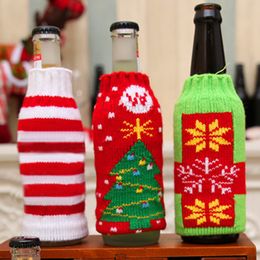Christmas Knit Wine Bottle Cover Santa Claus Snowman Wine Bottles Covers Xmas Decor TH0564
