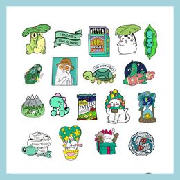 Pins Brooches Customized Cartoon Animal Metal Enamel Lapel Brooches Fashion Badge Rabbit Dinosaur Cat Frog Tortoise Cute Boy Girl H Dhkal