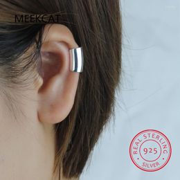 Backs Earrings Real 925 Sterling Silver Smooth Surface Ear Cuff Clip On For Women Wedding Party Fine S925 Jewelry DA1794