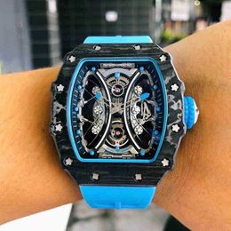 Business Leisure Rm53-01 Fully Automatic Mechanical r Watch Carbon Fibre Case Tape Male