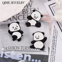 panda pins UK - Black White Panda Enamel Pin Funny Animal Badge Metal Brooch Jewelry Gift for Children Friends Backpack Sweater Accessories