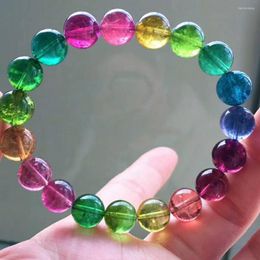 Strand Genuine Natural Colorful Tourmaline Gems Bracelet Transparent Round Beads Stretch Women 10mm Drop