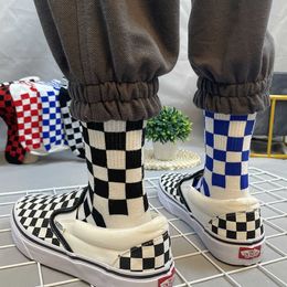 Men's Socks Korea Harajuku Fashion Cheque Street Sports Print Skateboard Hip Hop Geometric Checkerboard T221011