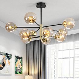 Chandeliers Loft Vintage Chandelier E27 Round Ball Light Ceilling Lamp Black Gold Minimalist Decor Kitchen Island Pendant Fixture