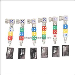 Smoking Pipes Detachable Dice Shape Smoking Pipe Metal Pipes With Philtre Fashion Colour Beads Splicing Removable Small Drop Delivery Dhscq