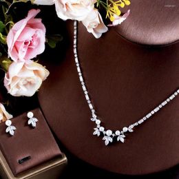 Necklace Earrings Set CWWZircons Gorgeous Cubic Zirconia Paved Fashion Pearl Party Wedding And For Women Accessory T637