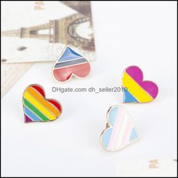 Pins Brooches Rainbow Pins Originality Love Heart Shaped Badge Fashion New Alloy Accessories Drop Oil Stripe Brooches 1 5Aj K2 Deli Dhwa7