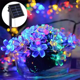 Strings Led Cherry Blossom Solar Light String Peach Shape Outdoor Waterproof Flower Lantern Garden Decorative