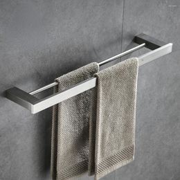 Bath Accessory Set Silver Colour Wall Mounted SUS 304 Stainless Steel Double Towel Bars Bathroom Hanger Accessories Rack 610011