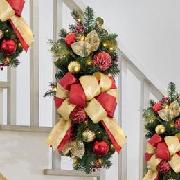 Decorative Flowers Cordless Prelit Stairs Decoration Lights Up Christmas Led Wreath Home Door For Year Hanging Ornaments