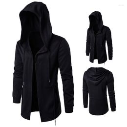 Men's Trench Coats Men Caps Hooded Male Coat Casual Long Black Gothic Style Outwear Jacket Tops Streetwear Oversizes Windbreaker