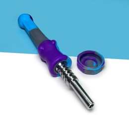 Home & Garden Oil Pipes unique Shape Silicone Hand with nectar collector Tobacco Smoking Pipe Dry Herb For Silicon Bong Glass Bubbler