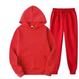 Men's Tracksuits Sports Suit Autumn and Winter Sweater Solid Color Warm Twopiece Loose Hoodie Jogging Pants Set G221011