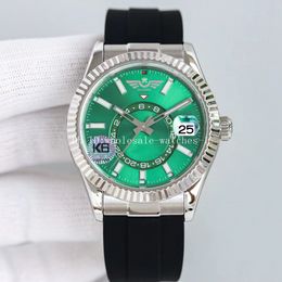 5 Star Super Watch TW K6 Factory CAL.9001 Automatic Mechanical Movement Wristwatch 42mm 326235 green Dail Sky-Dweller Ring Comm and GMT Month Work Sapphire Men Watches