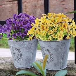 Decorative Flowers 3Pcs Artificial Outdoor UV Resistant Fake Faux Plastic Plants Garden Home Wedding Farmhouse Po Prop Decor