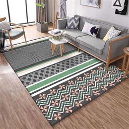 Carpets Modern Green Black Geometric Pattern Carpet Large Living Room Bedroom Table Rugs And Rectangular Anti Skid Floor Mat