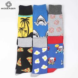 Men's Socks Modeager Colourful Winter Thick Skate Cool Men Socks Pizza Food Animal Fruit Novelty Long Socks for Men T221011