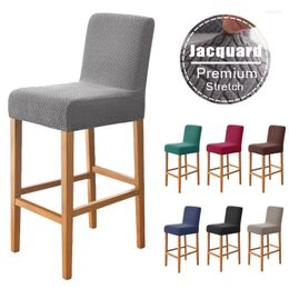 Chair Covers Jacquard Bar Stool Short Back Cover Spandex Stretch Slipcover For Dining Room Cafe Banquet Party Wedding Kitchen Home