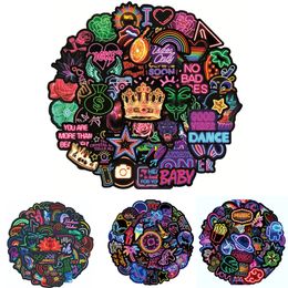 50PCS Pack Creative Neon Graffiti Stickers 4 Group Dark Club Styles PVC Waterproof Laptop Car Pull Rod Box stickers wholesale