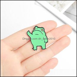 Pins Brooches Funny Frog Cute Enamel Pins Green Fashion Brooches For Kids Gifts Lapel Clothes Bags 957 T2 Drop Delivery 2022 Jewellery Dh8Nk