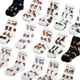 Men's Socks Hot Popular Pet Animal Dog Cotton Casual Women Men Streetwear Funny White Black Short Happy Cartoon T221011