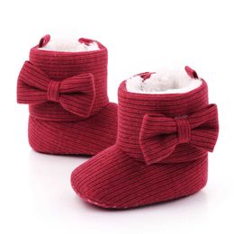 Boots Fashion Brand Infant Booties Baby Girl Shoes Soft Sole Booty Toddler Winter Warm Snow Bows Newborn Footwear for 1 Year Old Y2210