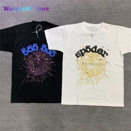 Men's T-Shirts Foaming Printing Sp5der 555555 Angel number T Shirt Men Women Best-Quality Spider Web Pattern T-shirt Top Tees 1013H22