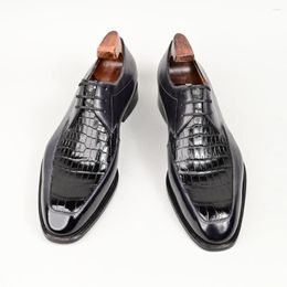 Derby Black Crocodile Shoes Мужское кожаное платье 885 Разумец бизнес -офис свадьба Высококачественный элегантный большой размер 744