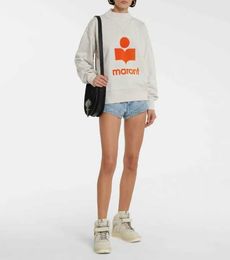 Isabel Marant Designer Pullover Sweatshirt Flocking Print Half High Collar Long Sleeve for Women Fashion Hoodies d6