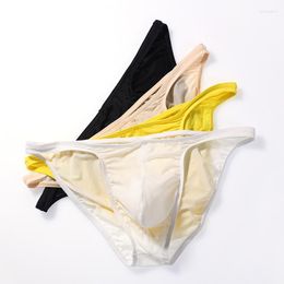 Underpants 4 Pieces/ Lot Men's Underwear Micro Transparent Male Thin Ice Silk Sexy Briefs For Young Men Panties