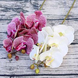 Decorative Flowers 3D Small Butterfly Orchid 6 Heads/Bundle Fake Flower Home Drapery Wall Wedding Decoration Christmas Diy Artificial